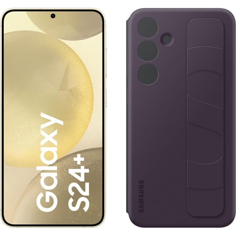 Samsung Galaxy S24+ AI nutitelefon, 12 GB RAM, 512 GB mälu, kollakas kollane, 3-aastane tootja garantii + tumelilla seisev käepidemega ümbris