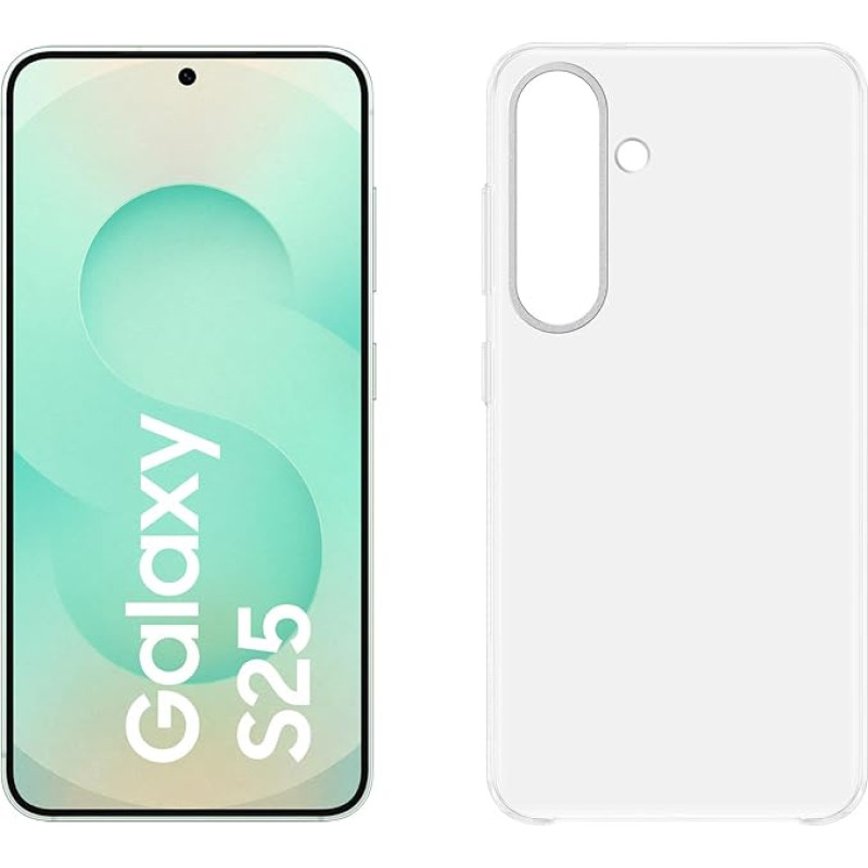 Samsung Galaxy S25 AI nutitelefon Galaxy AI-ga, 12 GB RAM, 256 GB mälu, Mint, läbipaistev ümbris