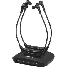 SIMOLIO Duo SM863D traadita TV kõrvaklapid dialoogirežiimiga, traadita kõrvaklapid telerite ja muusikasüsteemide jaoks koos L/R tasakaalu helitugevuse reguleerimise, kuulmisvõimendi ümbritseva heli jaoks, kõrvaklapid eakatele
