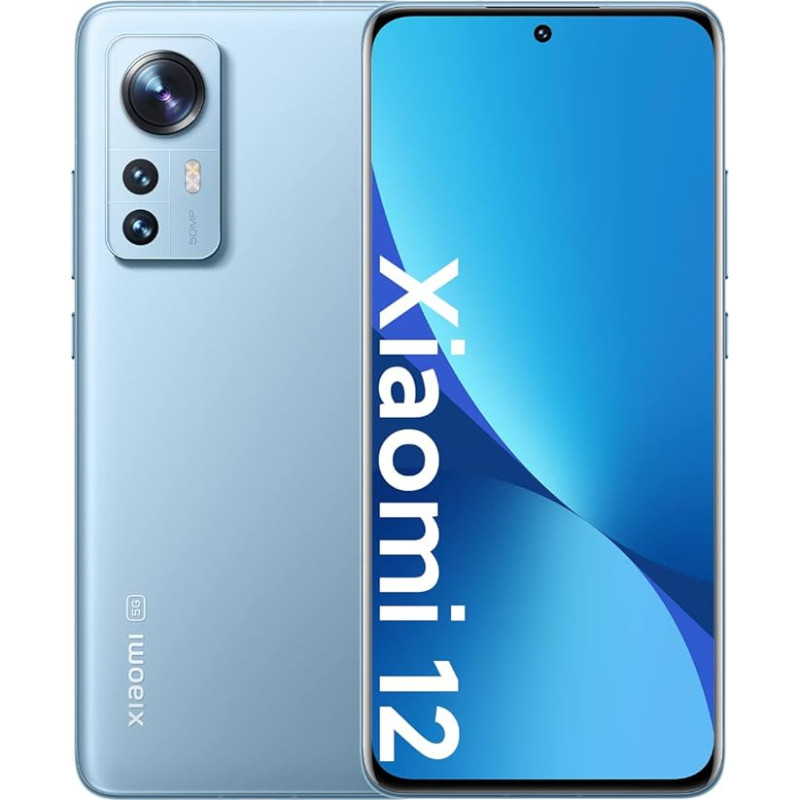 Xiaomi 12 nutitelefon, FHD+ 6,28-tolline AMOLED DotDisplay, Snapdragon 8 Gen 1 protsessor, Android 12, 50MP kolmekordne kaamera, 4500 mAh aku, Dual SIM, 5G, NFC (8GB + 128GB, sinine)
