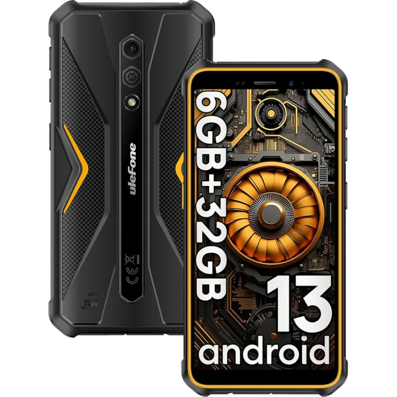 Ulefone Armor X12 Välitingimustes kasutatav mobiiltelefon Android 13 Go, 6GB + 32GB/256GB SD Välitingimustes kasutatav nutitelefon ilma lepinguta, 4860mAh, 13MP + 8MP 5,45-tolline HD+, IP68 veekindel põrutuskindel 4G Dual SIM NFC GPS 2 aastat