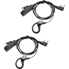HYS 2 Pin traadita kõrvaklapid, mis ühilduvad Kenwood Baofeng UV-5R G-kujulise kõrvaklapiga mikrofoniga Walkie Talkie peakomplektiga turvapolitsei jaoks (2 Pack)