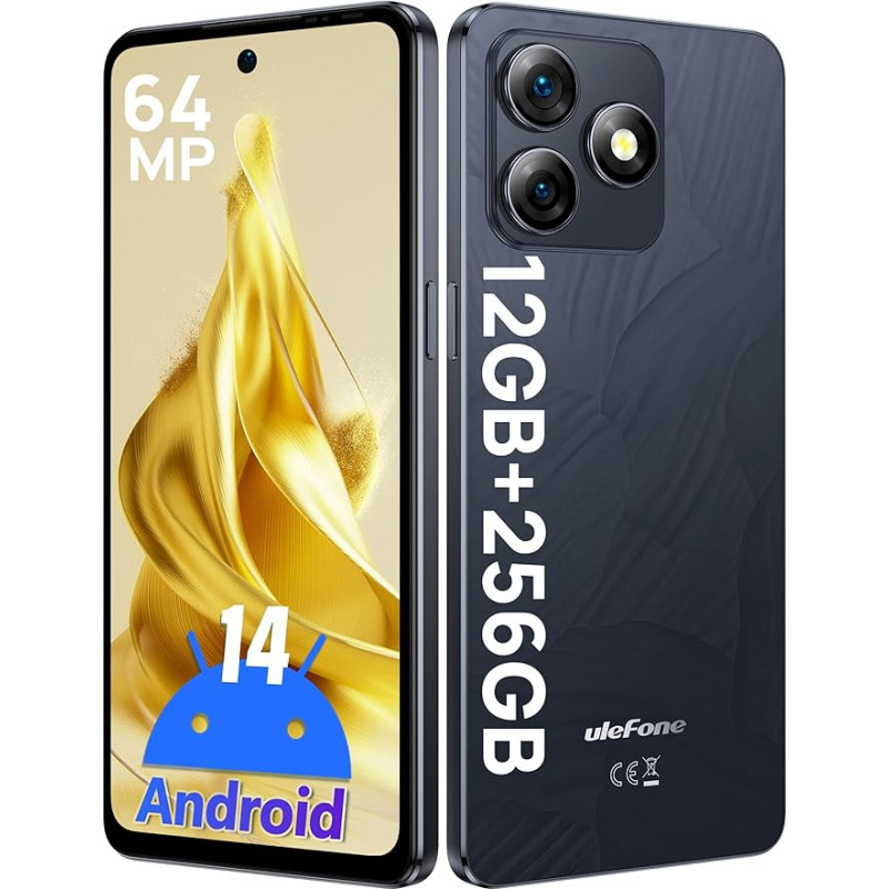 Ulefone Note 18 Pro mobiiltelefon ilma lepinguta, 64MP + 50MP + 32MP kaamera 12GB + 256GB/SD-2TB Android 14 nutitelefon 18W kiirlaadimisega 6,78-tolline HD + 5450mAh aku 4G nägu
