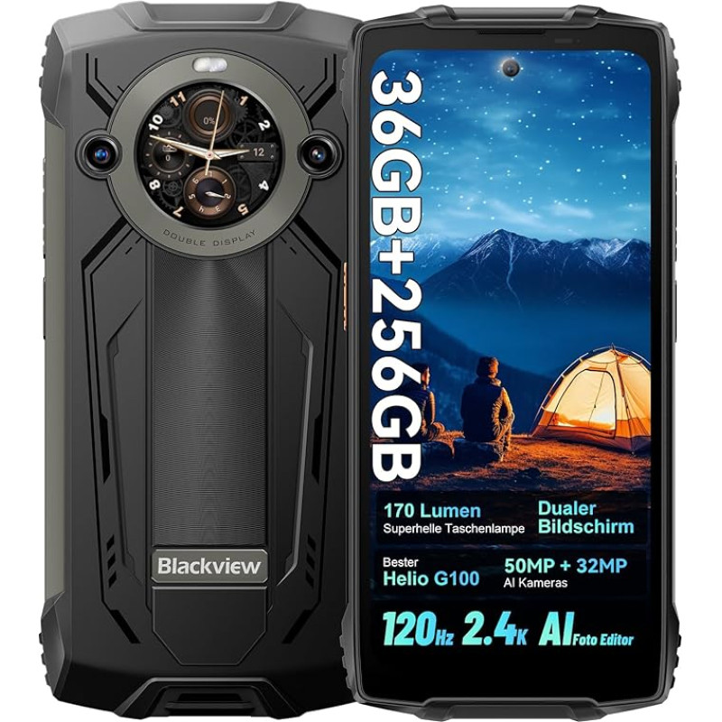 Blackview BV8200 36GB+256GB/2TB välitingimustes kasutatav mobiiltelefon ilma lepinguta Android 14, 6,5-tolline 2.4K FHD+ 120Hz 500nits 2025 välitingimustes kasutatav nutitelefon, 50MP + 32MP / 8800mAh (45W)/NFC/GPS/OTG/Face ID/Fingerprint