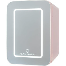 Flamingueo Small Fridge 10 L - Mini Fridge LED and Mirror, 12 V/220 V, Skincare Fridge, Mini Fridge, Cosmetics Fridge, Skincare Fridge