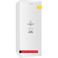 Corbero - Fridge with 1 Door | Capacity 242 L | CCLH14324W | Interior Lighting | Crisper | Glass Shelves | Reversible Door | Easy Operation | Height Adjustable Feet | 40 dB | Class E | White
