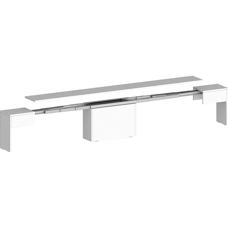 Dmora Ubertino pink, iste söögilauale, üks pikendatav pink, 290 x 25 x 45 cm, läikiv valge