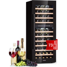 Klarstein Veinikülmik vabalt seisev väike joogikülmik Slim 2 tsooniline veinikülmik klaasuksega, õllekindel sise/väljas, külmik väike LED-valgustusega, 5-18 °C, 73 pudelit.