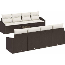 Rantry 9-teiliges Garten Sofa Set mit Kissen Braun Poly Rattan Gartenlounge Model3346648