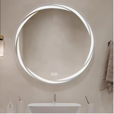 CEIEVER Vannitoa peegel koos valgustusega, ümmargune, LED seinapeegel 3 valgusvärviga, timmitav ja puutetundlik lüliti, vannitoa peegel koos udususevastase kaitsega, elutuppa (80 x 80 cm)