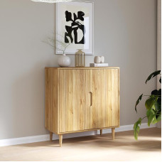 Forte Sherbrooke Lihtne kokkupanek EasyKlix kapp 90 100, Mauvella tammepuidust dekoor, kõrged puidust jalad, küljepaneel 2 ust, Mid Century Style, 95 cm lai x 102 cm kõrge x 43 cm sügavus