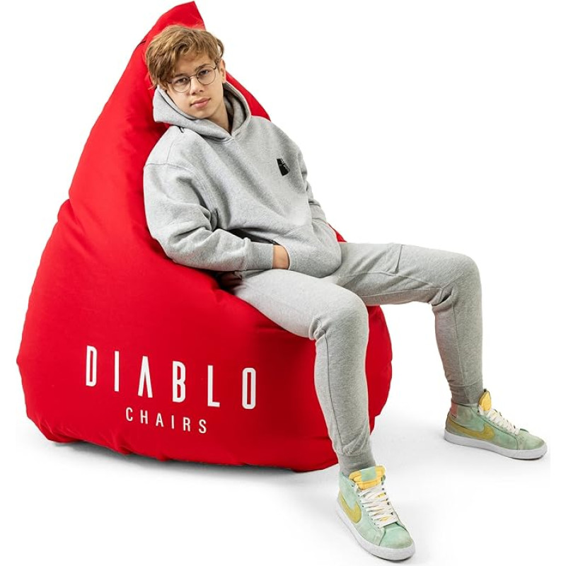 Diablo Gaming Bean Bag, XXL istmepadi koos täidisega, mängutool, laste kott lastetuppa, elutuppa, EPS helmed, polüester, 110 cm x 100 cm (punane)