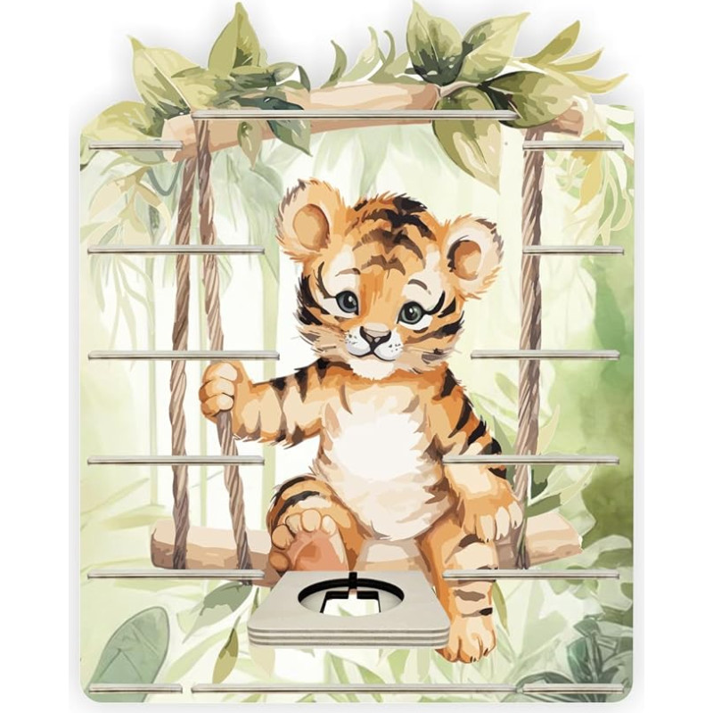 Farbklecks-kollektsiooni muusikakasti riiul Kiikuv tiiger seinariiul kuni 55 kuulamisfiguuri jaoks Mõõtmed 48 x 61 x 6 cm koos spetsiaalse hoiukambriga, mis ühildub Tonieboxiga Käsitsi valmistatud Saksamaal