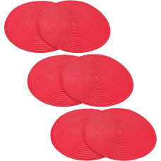 Lurrose 6 Stück Teiliges Rundes Pp platzset aus Gewebtem Material Hitzebeständig und Isolierend Rutschfestes Platzdeckchen für Esstisch Küche Party Weihnachten und Familienfeiern