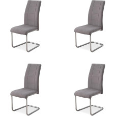 Somnia Descanso - 4 polsterdatud toolide pakett elutuppa, söögituppa, Marengo viimistlus kroomjalgadega, mudel Vera, mõõtmed: 42,5 cm (laius) x 52 cm (sügavus) x 99 cm (kõrgus).