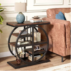 Tribesigns 5-tasandiline küljelaud, kitsas puidust, 60 x 30 cm, kohvilaud, metallist raamiga diivanilaud, tööstuslik küljelaud elutuppa, kõrge kitsas öökapp magamistuppa