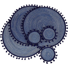 CONGARTENO 6 Stück Teiliges Runde Weiche Polyester Untersetzer in Blau Hitzebeständig und rutschfest Nordischer Stil als Tischset für Winterdeko Drinnen und Draußen Vielseitig für Partys und