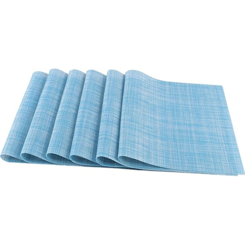 GALPADA 6 Stück PVC Platzdeckchen rutschfeste Tischsets mit Hitzeschutz Waschbare Tischmatten in Himmelblau Rechteckig für Küche Restaurant Hotel und Zuhause