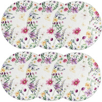 GALPADA 6 Stück Teiliges Runde Blumen Tischsets aus Leinen Abwaschbare Platzdeckchen Hitzebeständig Dekorative Platzmatten für Esstisch Vielseitig Verwendbar für Küche und Festlichkeiten