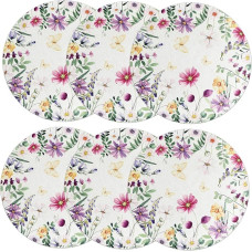 GALPADA 6 Stück Teiliges Runde Blumen Tischsets aus Leinen Abwaschbare Platzdeckchen Hitzebeständig Dekorative Platzmatten für Esstisch Vielseitig Verwendbar für Küche und Festlichkeiten