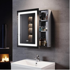 SONNI Peegelkapp koos valgustusega 50 x 70 cm lükanduksega uduvastane vannitoa peegelkapp koos pesumasinate pistikupesaga 3 lülitusrežiimiga vannitoa peegelkapp