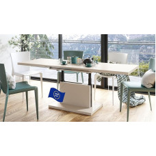 Mazzoni Aston kohvilaud, pikendatav, reguleeritava kõrgusega, 120/200 cm, beež, kaasaegne, mitmekülgne, elutoa laud, söögilaud, kõrvallaud, diivanilaud, ruumi säästev kvaliteetne elutuba