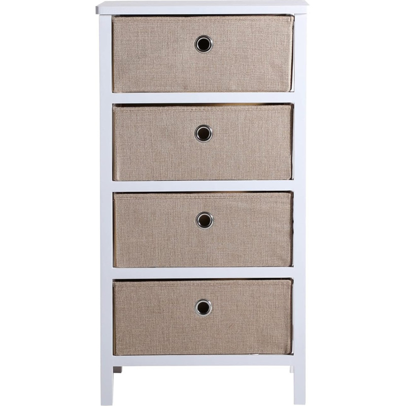 Lastdeco - Valge kokkuklapitav sümpaatia põhjamaise stiili hoiustamiseks 4 sahtliga Linane beež