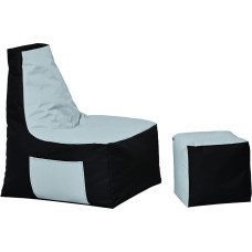 MB MILLINDABAG - Optimal Sitzsack mit Lehne & Hocker - für Kinder und Erwachsene - Sessel - Kissen - Indoor & Outdoor - Gaminggeignet & bereits gefüllt - Sitzkissen Bodenkissen (Schwarz - Grau)