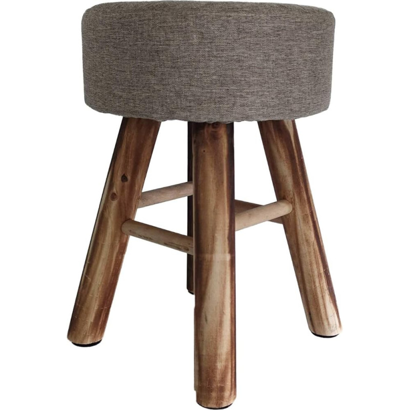 maDDma 1 x Stool Stool Wood Round with Grey Macrame Cushion DIY Diameeter 28 cm Suurus: Värv: läbimõõt 28 cm x 42 cm: Hall