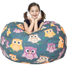 Ümmargune Bean Bag Cover ilma täidiseta ainult, suur täidisega loomade Bean Bag Storage, Bean Bag Chair Cover, Bean Bag katted ilma täidiseta lastele Teens (Owl, X-Large)