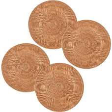 LIFKOME 4 Stück Teiliges Handgewebtes Rattan-untersetzer- Rund Hitzebeständig Vielseitig Nutzbare Tischmatten für Tassen Kaffeetisch Küchen-dekor