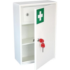 Safe Industrial - Meditsiinikapp seinale paigaldatav meditsiinikapp võtmelukuga seif riiulitega - spetsiaalne turvaline hoiukoht ravimitele - 14D x 30W x 45H cm (Medium)