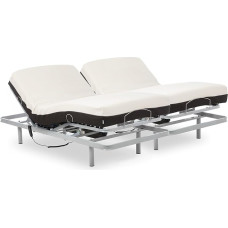 Gerialife Kahekohaline liigendatud voodi, tugevdatud ortopeedilise mäluvahumadratsiga, 20 cm (210 x 200 cm, kaabli kaugjuhtimine), Hall, 210 x 200 cm