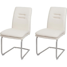 Mendler HWC-H70 2 söögitooli, köögitool, vabakandiline tool, kangas/tekstiil, harjatud roostevaba teras, kreemikas/beežikas