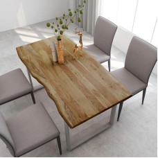 Hommdiy Akaatsiapuidust massiivne söögilaud Industrial Tree Edge Tree Trunk köögilaud söögilaud söögilaud söögituba köök 160 x 80 x 76 cm