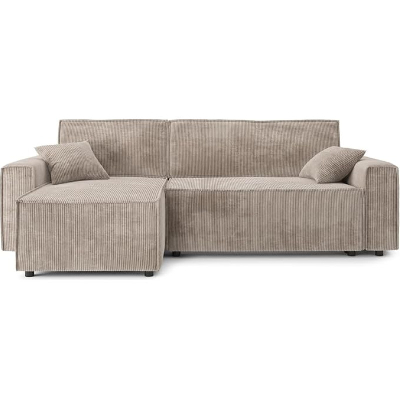 BAÏTA Mira 4-kohaline nurgadiivan pööratava nurgaga ja hoiuga, halli koridori kangast Ecru värvi