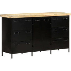 vidaXL Jämedast mangopuidust küljepaneel 6 sahtliga 2 uksega Tööstuslikus stiilis sahtlikapp Mitmeotstarbeline kapp 140 x 38 x 76 cm