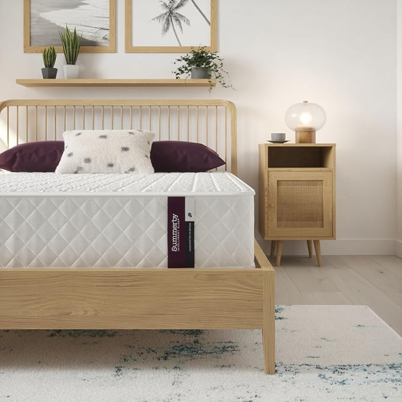 Summerby Sleep nr 3 väike kahekohaline madrats, keskmise tugevusega mäluvaht, taskujoonega madrats, ortopeediline hübriidmadrats väikesele kahekohalisele madratsile, suurus 120 cm x 190 cm, valge