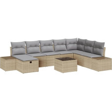 9-teiliges Garten-Sofa-Set mit Kissen Beige Poly Rattan Gartenlounge Model3359439