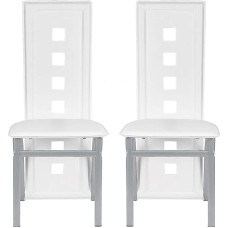 Supfine Söögitoatoolide komplekt 2 söögitooli seljatoega, PVC nahast elutoatoolid kööki, söögituppa, aeda, 101,5 x 42 x 42,5 cm (2, valge)