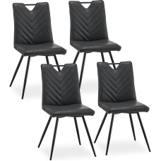 CLIPOP söögitoa tool, polsterdatud kunstnahast iste, köögitool, mugav polsterdatud tool, elutoa tool süvistatud käepidemega, käepidemega seljatugi, metallist jalad (4 tk, kunstnahast hall)