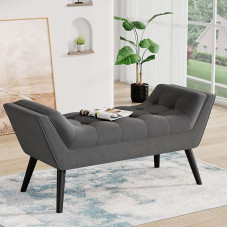 Andeworld Tufted Bed Bench Velvet Ottoman Footstock for Bedroom Living Room Entryway (Tumehall, 2 istekohaga)