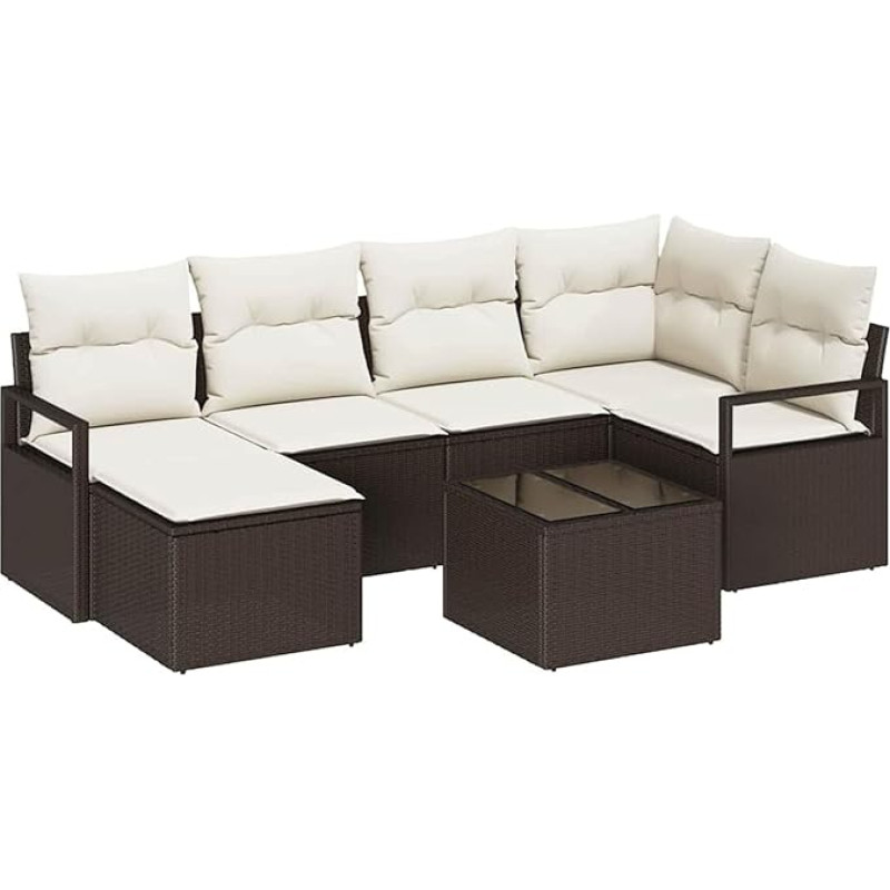 Rantry 6-teiliges Garten-Sofa-Set mit Kissen grau Poly Rattan Gartenlounge Model3355127