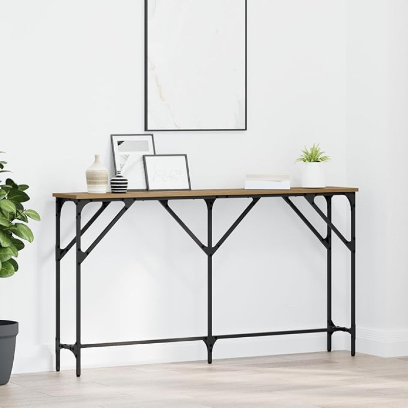 Homgoday Konsole Tisch Massivholz Eiche 140x23x75 cm Holzwerkstoff Konsolentisch Tisch Model871334