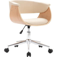 vidaXL söögitoa tool, köögitool, pööratav kõrguse reguleeritav, pöörlev tool, käetoega söögitool, kreemjas bentwood kunstnahast valmistatud toolid