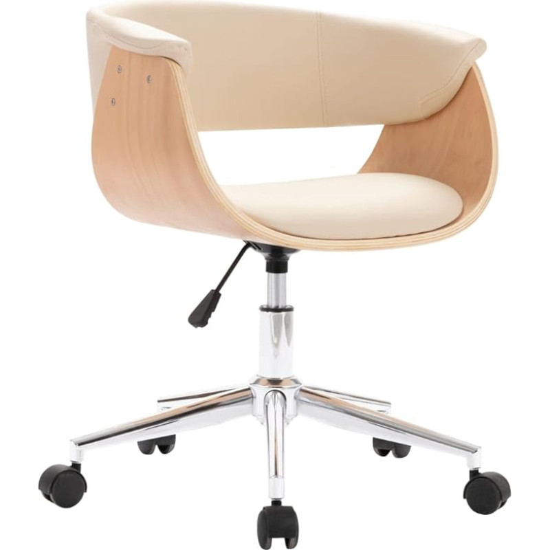 vidaXL söögitoa tool, köögitool, pööratav kõrguse reguleeritav, pöörlev tool, käetoega söögitool, kreemjas bentwood kunstnahast valmistatud toolid