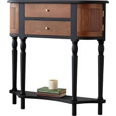 Crescent Moon konsoollaud, koridorikapp, kitsas kapp, 20 cm sügav, konsoollaud hoiuruumiga ja avatud riiuliga elutuppa, esikusse ja esikusse, pähkelpuu, 80 x 20 x 90