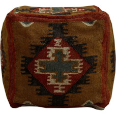 Trade Star - Ethnische handgefertigte Jute-Wolle, Hocker, authentische handgewebte Fußhocker, indische Heimdekoration, Pouf Abdeckung für Wohnzimmer, erstklassige Kilim Dekorative Sitzhocker Muster 3