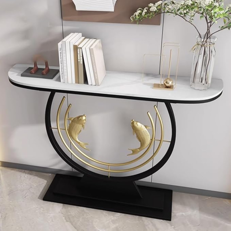 Stilvoller Konsolentisch für den Eingangsbereich, kreativer Akzenttisch für den Flur, einfach hinter dem Sofatisch zu montieren, modernes Design (Schwarz A, 150 cm)