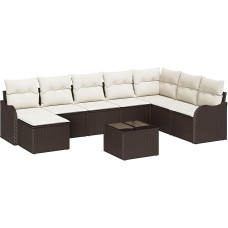 8-teiliges Garten Sofa Set mit Kissen Grau Poly Rattan, 2-Sitzer Garten Sofa mit Kissen Braun Poly Rattan Gartenlounge Model3345828
